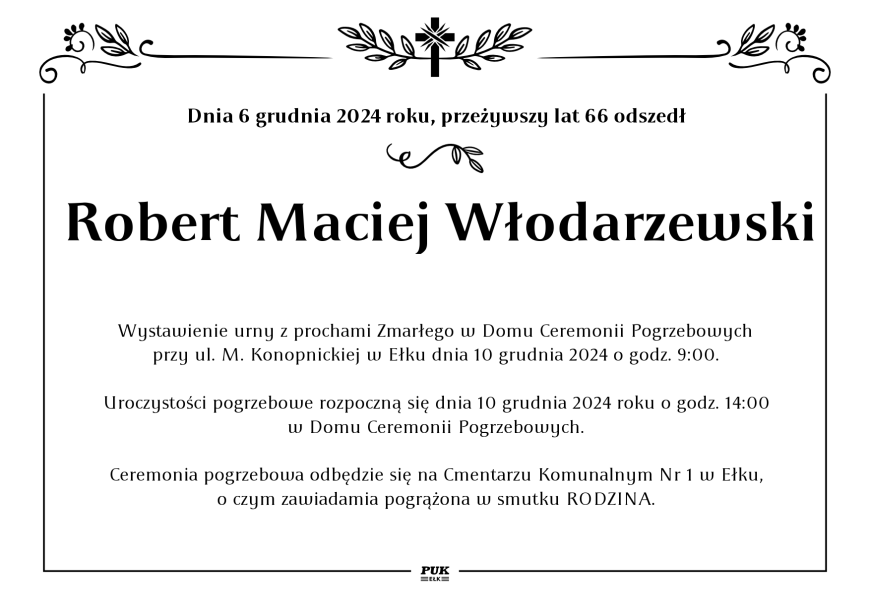 Robert Maciej Włodarzewski - nekrolog